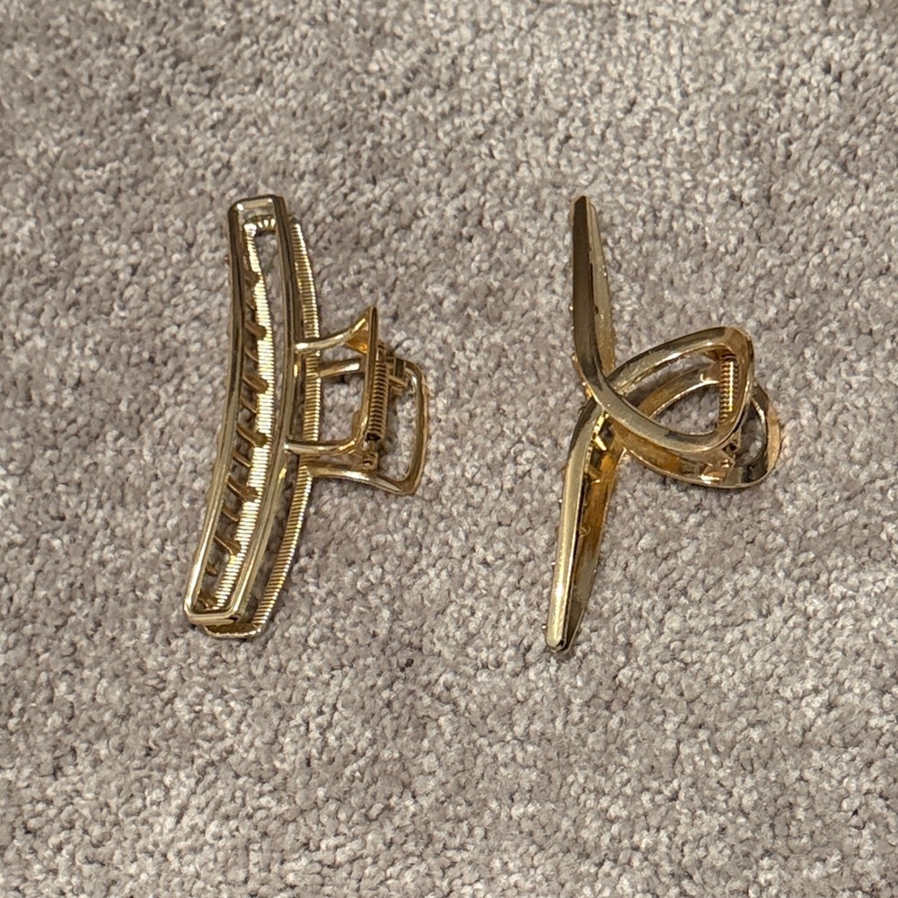 Gold Hair Claw Clips Set - Sleek Women's Hair Accessories